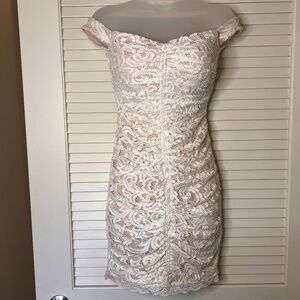 Sequin Hearts - Off Shoulder Lace White Dress | Size: 3